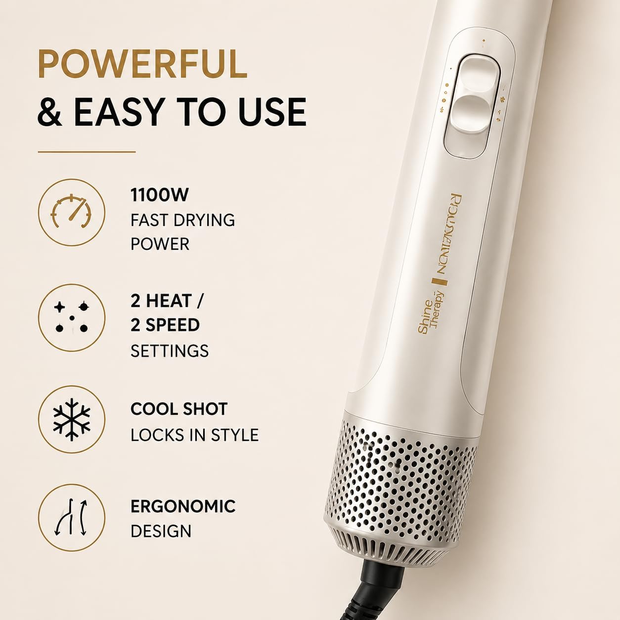 Remington Shine Therapy Hair Dryer Brush 2.4 Oval Hot Air Brush Keratin Argan Oil Ionic Anti-Frizz Ceramic Volumizer 1100W Blowout Styler for Smooth Frizz-Free Salon Hair - Image 7