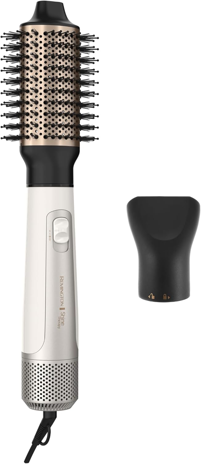 Remington Shine Therapy Hair Dryer Brush 2.4 Oval Hot Air Brush Keratin Argan Oil Ionic Anti-Frizz Ceramic Volumizer 1100W Blowout Styler for Smooth Frizz-Free Salon Hair