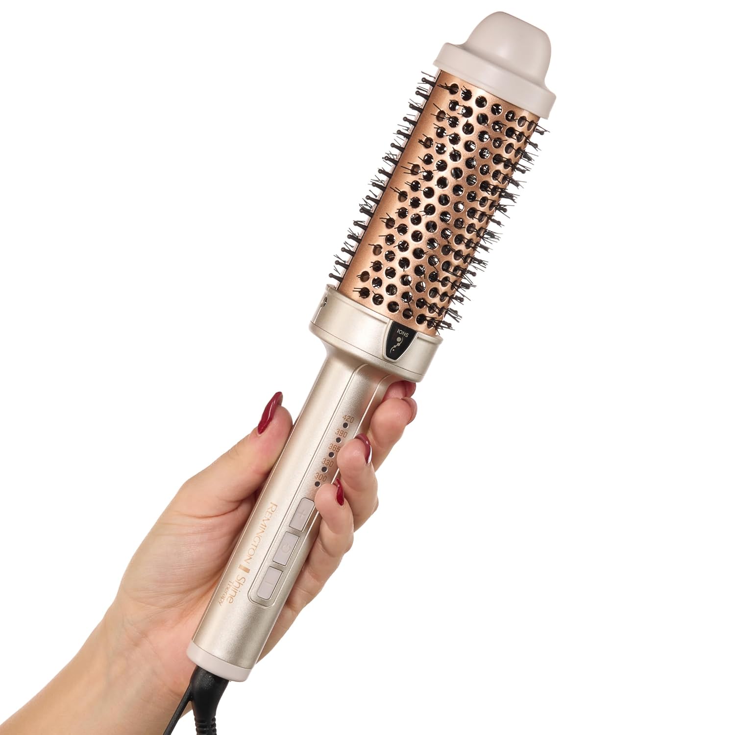 Remington Shine Therapy 1.75 Thermal Styling Brush. Ionic Ceramic Barrel with Argan Oil & Keratin Infusion. Anti-Frizz Volumizing Hair Styler. 5 Digital Heat Settings 300–420°F - Image 2