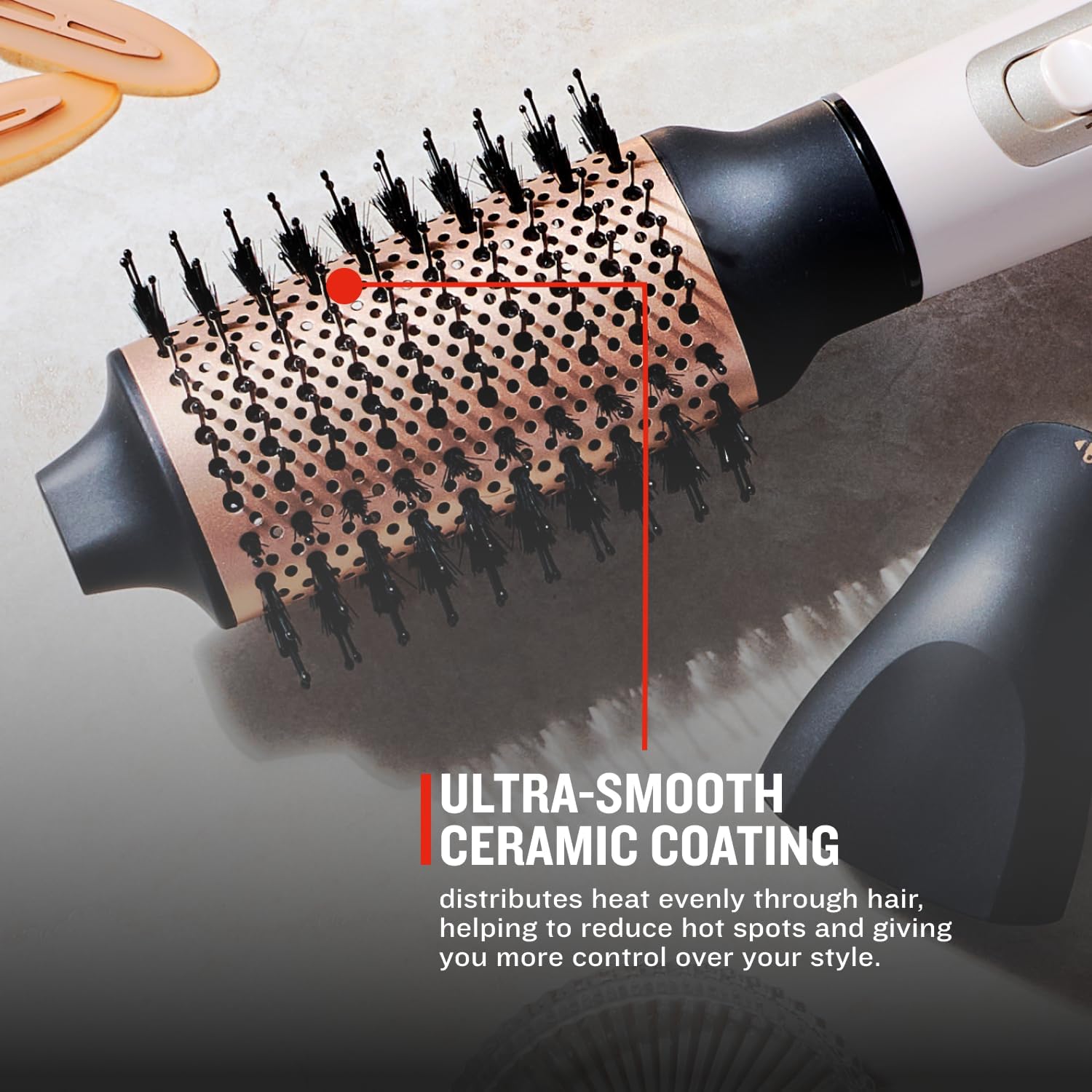 Remington Shine Therapy Hair Dryer Brush 2.4 Oval Hot Air Brush Keratin Argan Oil Ionic Anti-Frizz Ceramic Volumizer 1100W Blowout Styler for Smooth Frizz-Free Salon Hair - Image 5