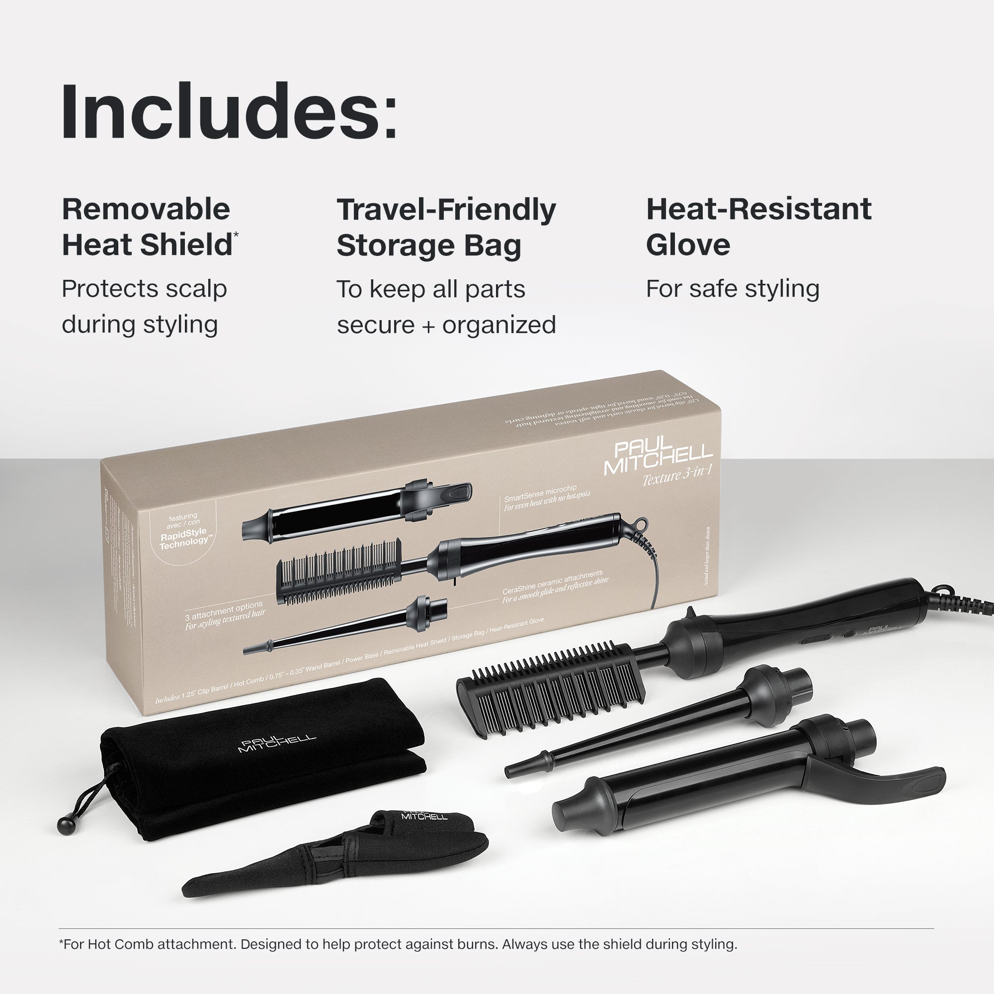 Paul Mitchell Texture 3-in-1 Interchangeable Curling Iron & Hot Comb - Image 8