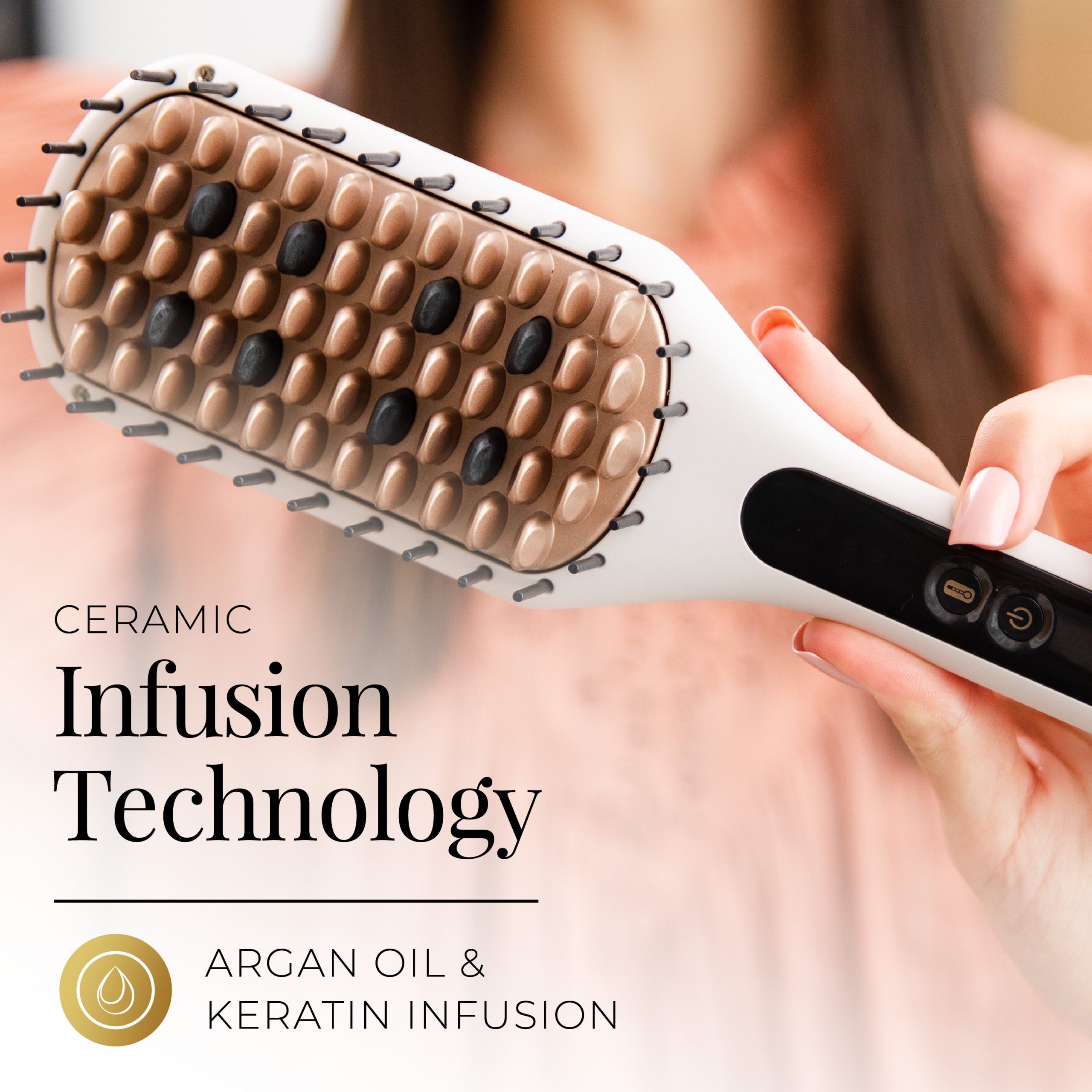 Shine Therapy™ Argan Oil & Keratin Infused Straightening Brush - Image 2